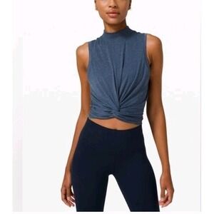 Lululemon Time to Restore Mock Neck Tank Top Size 4 Blue
